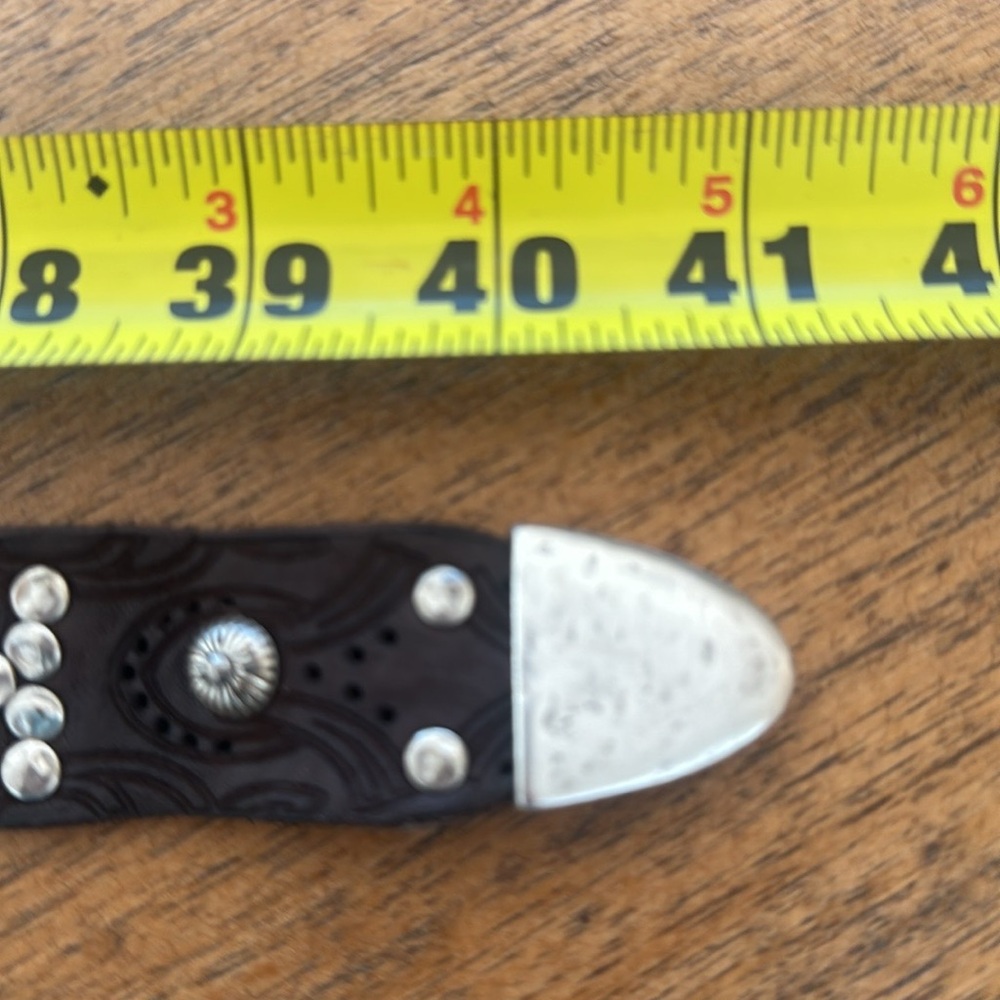 Campomaggi lazer cut tooled studded leather belt. New with tags from Sundance. - Picture 12 of 13